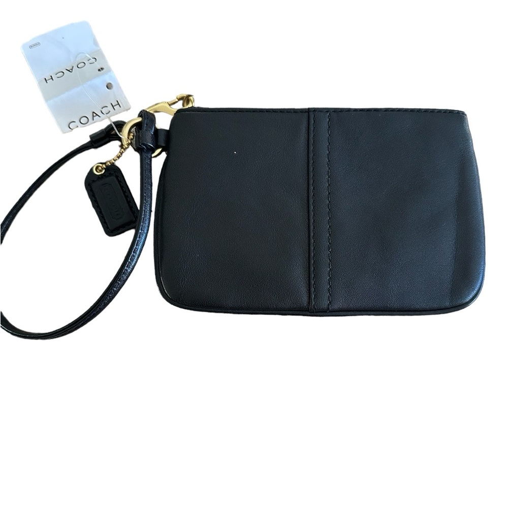 All black leather Coach wristlet